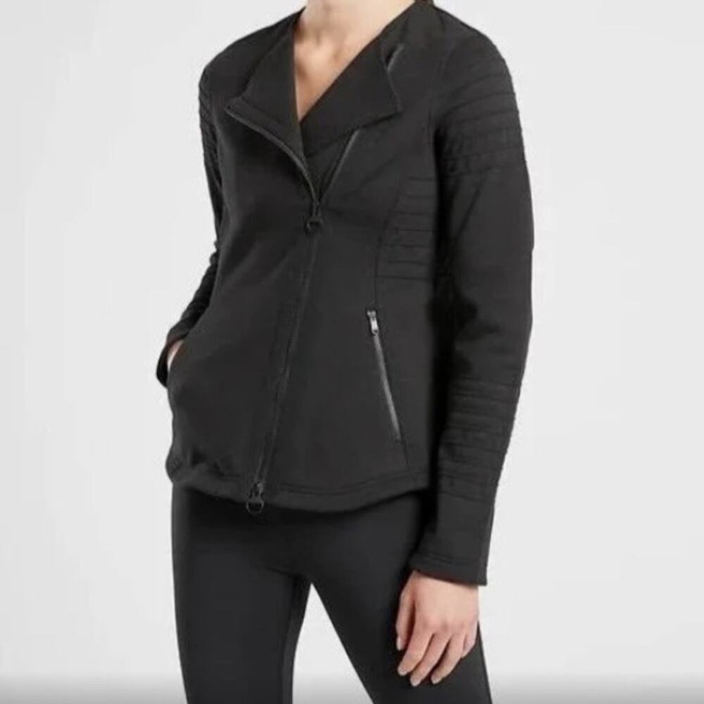 Athleta On The Move Asymmetrical Zip Moto Jacket Black Size M
